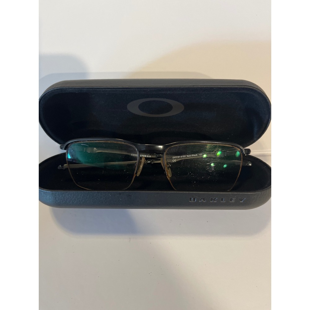 Oakley Conductor 0.5 Satin Black Semi Rimless Eyeglasses frames on